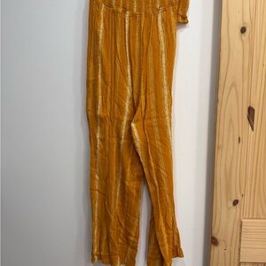 Strapless ruched Yellow Striped Jumpsuit size large